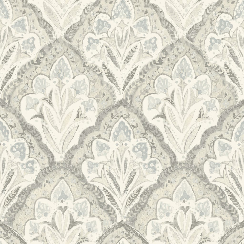 Chesapeake Mimir Grey Quilted Damask Wallpaper