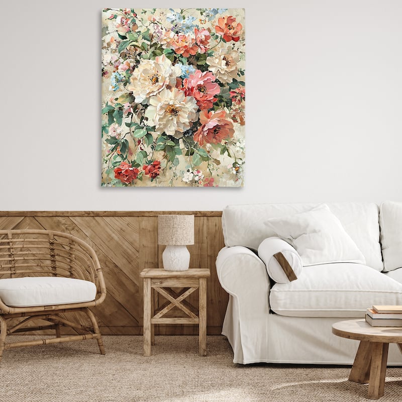 Stupell Aged Abstract Flowers Canvas Wall Art Design By Franklyn Gregory