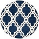 preview thumbnail 36 of 40, SAFAVIEH Handmade Chatham Chessie Modern Wool Rug 5' Round - Dark Blue/Ivory - Round
