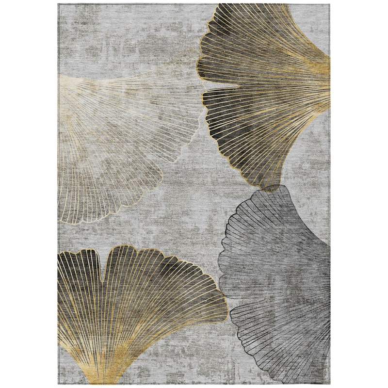 Machine Washable Indoor/ Outdoor Chantille Modern Floral Rug