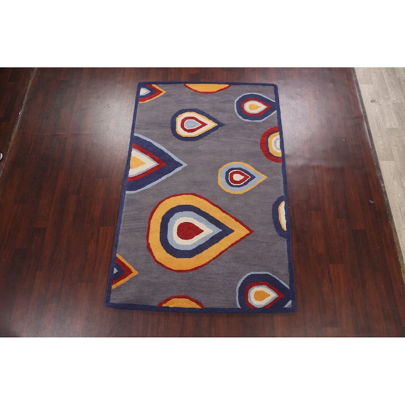 Contemporary Oriental Wool Area Rug Hand-tufted Decorative Carpet - 5'0" x 8'0"