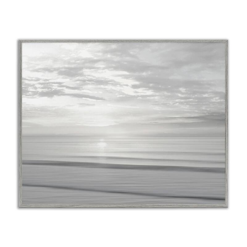 Stupell Soft Serene Beach Reflection Framed Giclee Art Design By Maggie Olsen - 30 x 24 - Grey