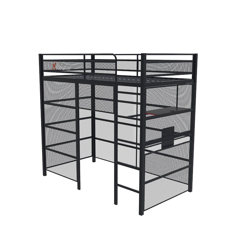 X Rocker Battle Den Gaming Bunk Bed with TV Mount, Twin, Black