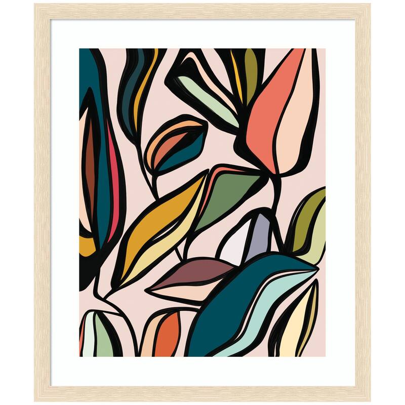 Kate and Laurel Fanciful Ficus Expansion by Alicia Bock Framed Wall Art Print - 22 x 26 - Natural