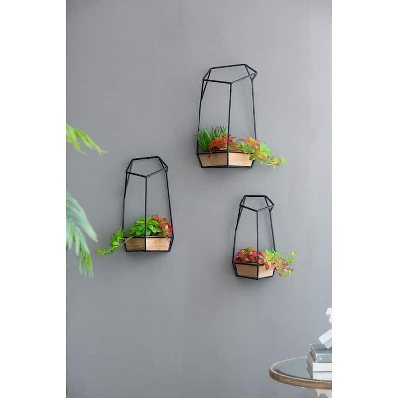Set of 3 Felix Wall Planter, L:10x10x16.5" M:8.5x8.5x15.5" S:7x7x13.5"