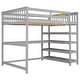 preview thumbnail 42 of 82, Space-Saving Loft Bed with Storage Shelves and Desk, Solid Wood Loft Bed Frame with Ladder and Guardrail for Kids Teens Adults