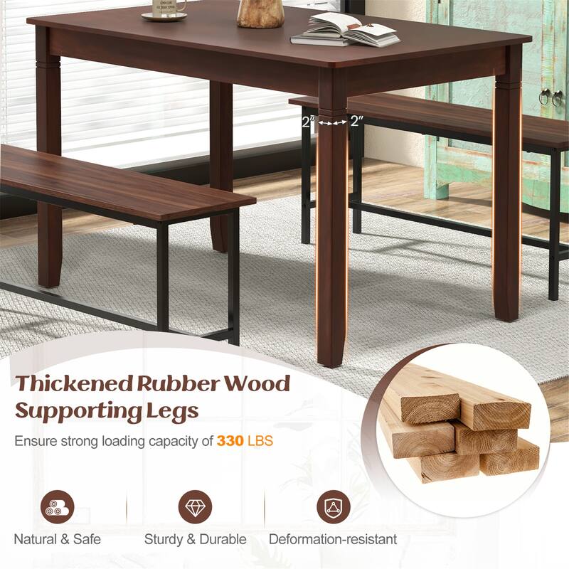 Gymax 48'' Wooden Dining Table for 4 People w/ Rubber Wood Legs