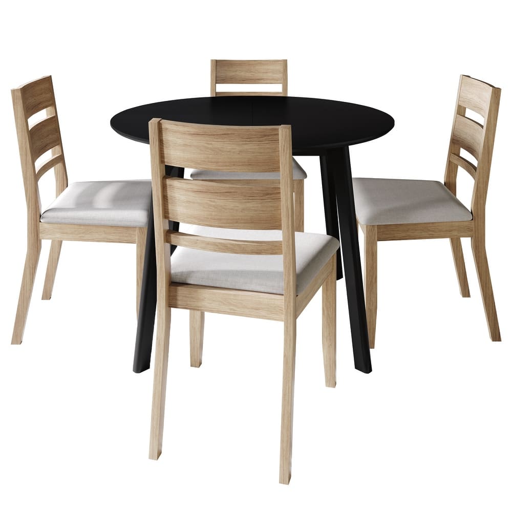 CraftPorch Elegance 4-Piece Chair and Round Table Wooden Dining Set