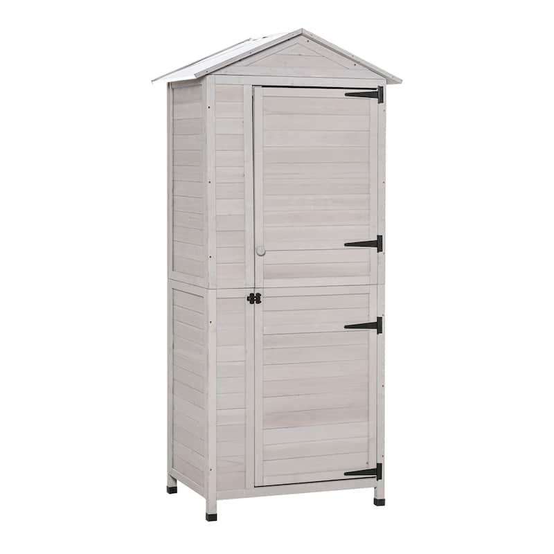 36" x 25" Wooden Storage Shed Cabinet with Shelves and Magnetic Latch