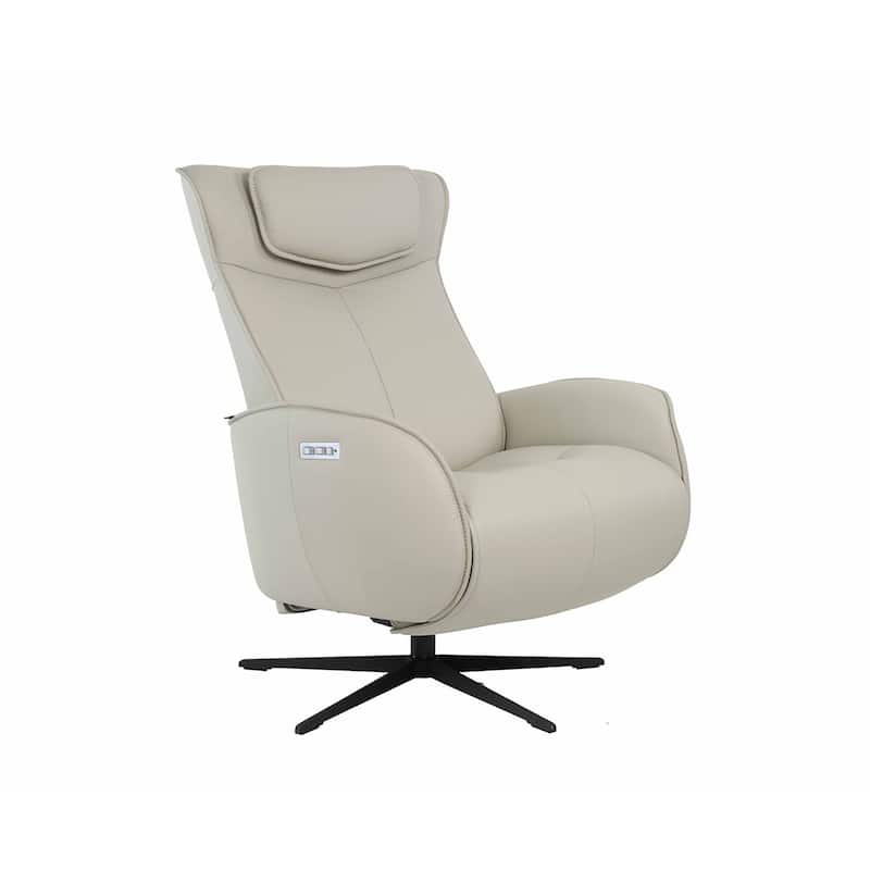 Fjords Axel Leather Recliner - Large - Shadow Gray with Black Star Base