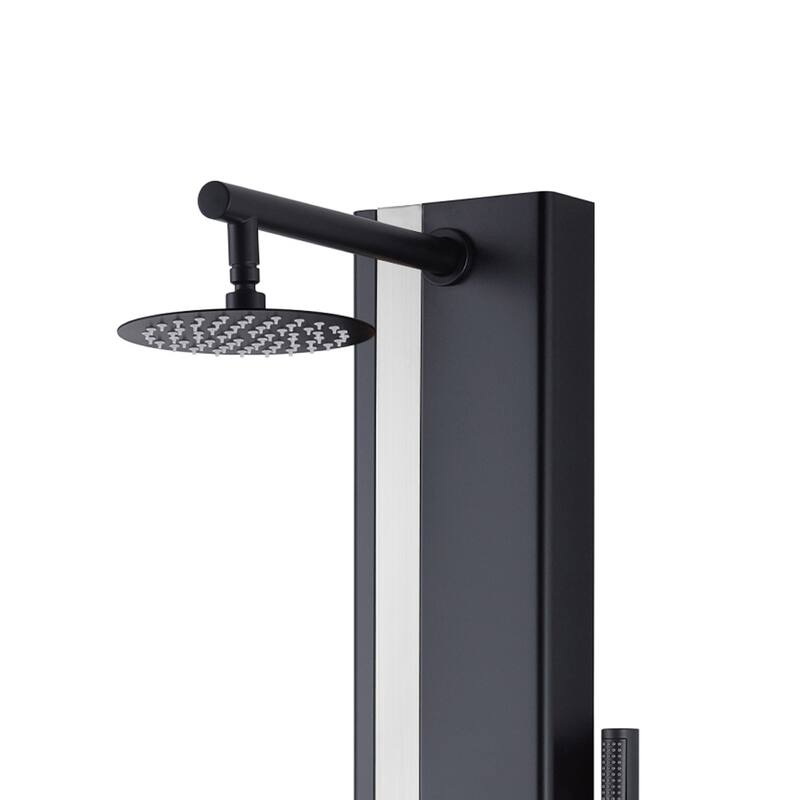 Eclipse 8-in Rain Showerhead ShowerSpa with 4-Body Jets and Handshower Matte Black and Brushed Stainless Steel 1.8 GPM