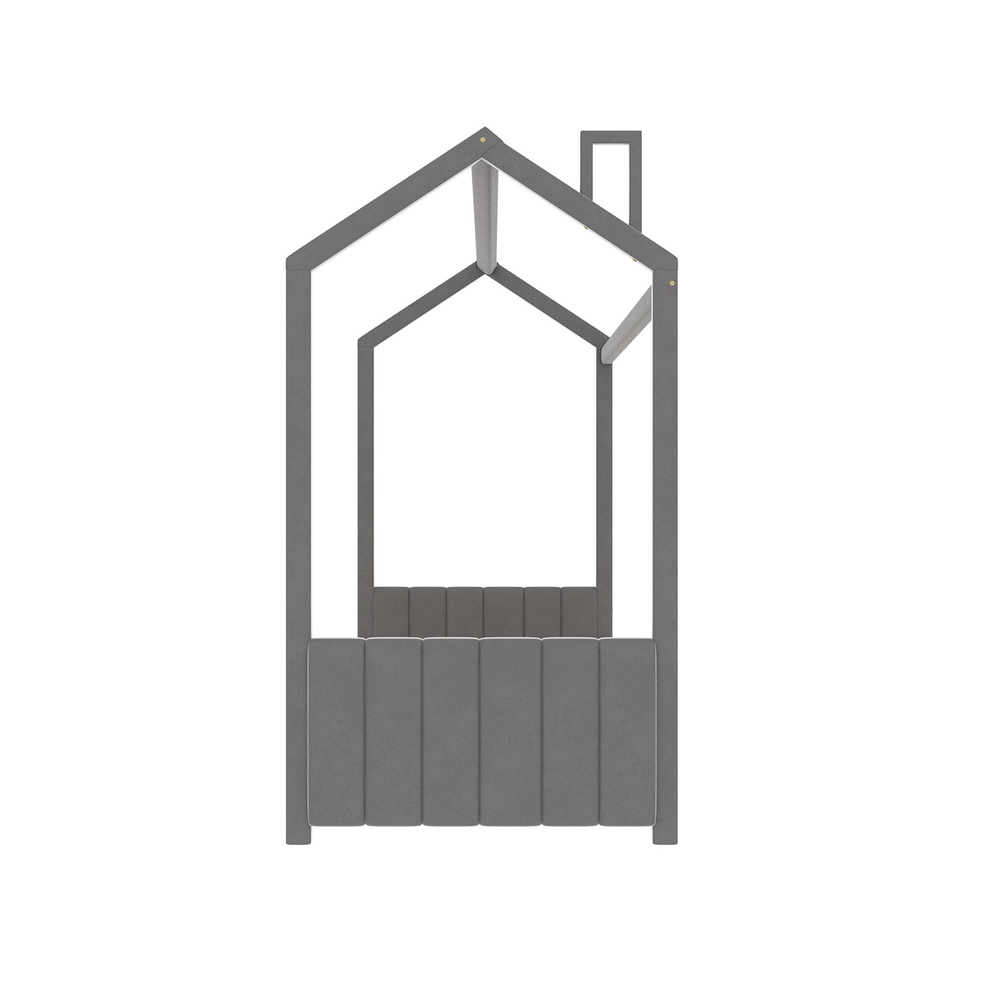 Twin Upholstered Velvet House Bed Frame with Headboard&Footboard Bed