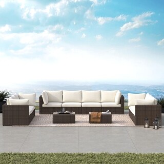 Wevok 12-piece Aluminum Wicker Sectional Sofa Set by Corvus