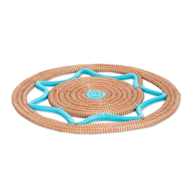 Novica Handmade Traditional Meal In Turquoise Pine Needle Placemats (Set Of 4)