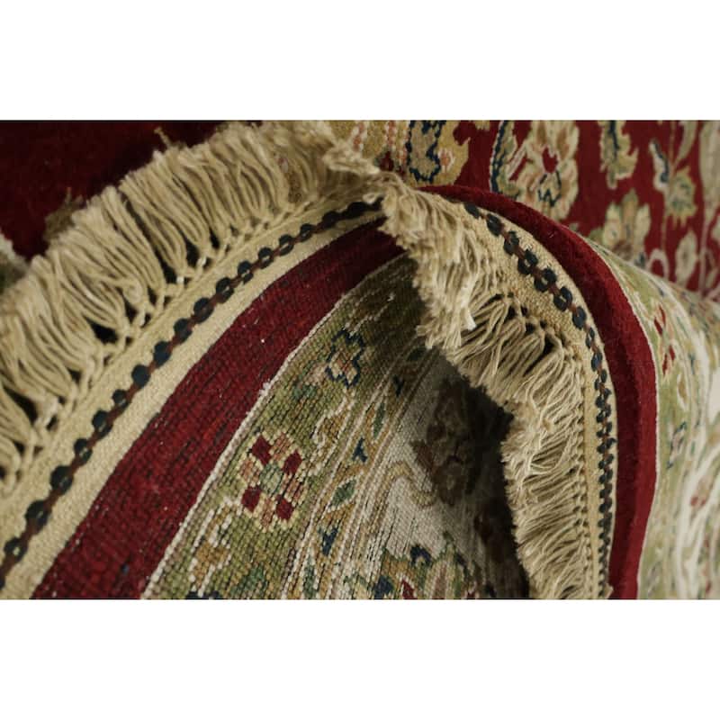 Hand Knotted Oriental 100% Wool Carpet Traditional All-Over Red Agra Area Rug - 12' 0'' X 9' 0''