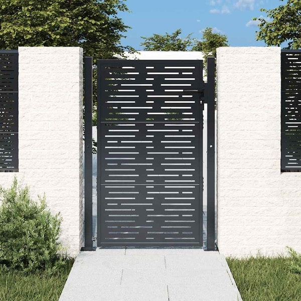 vidaXL Garden Gate Decorative Door Outdoor Anthracite Steel Square