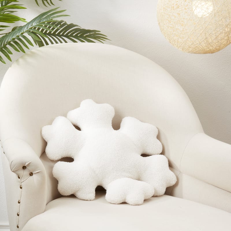 Frosted Elegance Snowflake Poly-Filled Throw Pillow