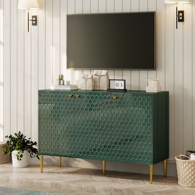 3 Door Glossy Storage Locker Accent Cabinet/Buffet