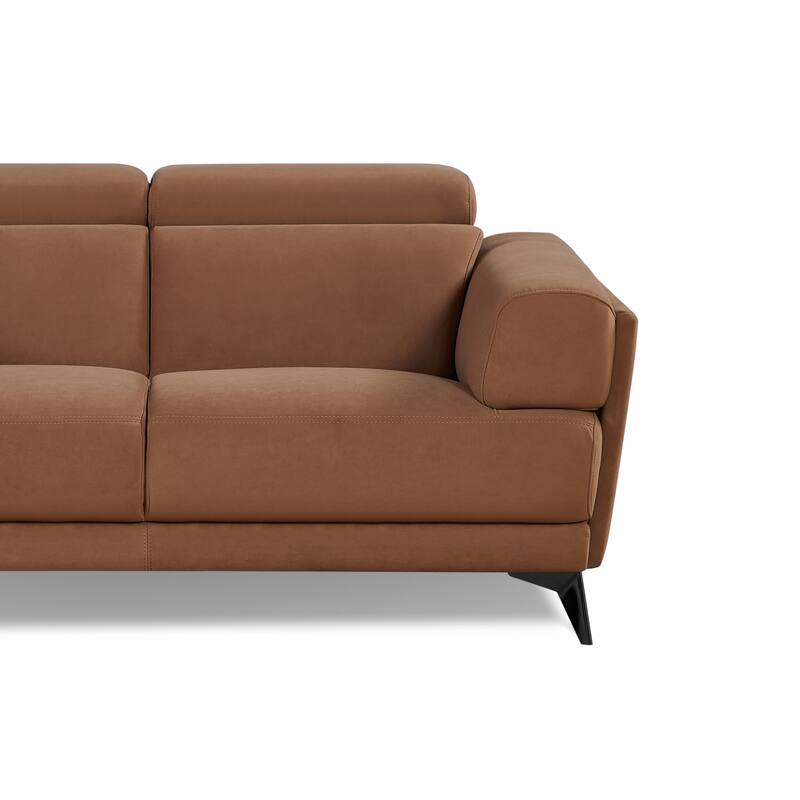 Contemporary Brown Living Room Sofa with Adjustable Headrest