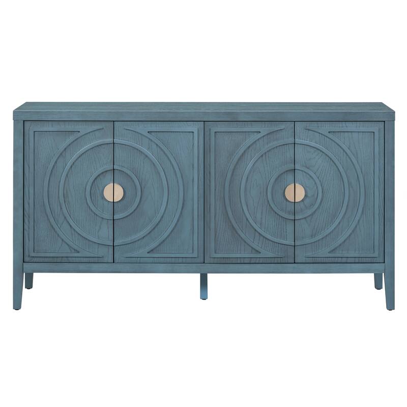 Retro Sideboard door with Circular Groove Design Round Metal Door Handle for Entrance, Dinning Room, Living Room