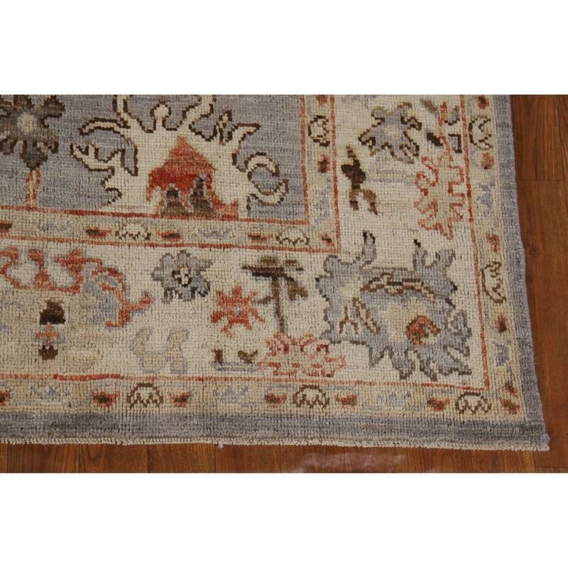 Hand Knotted Oriental 100% Wool Carpet Transitional All-Over Greys & Charcoal Oushak Area Rug - 8' 9'' X 5' 9''