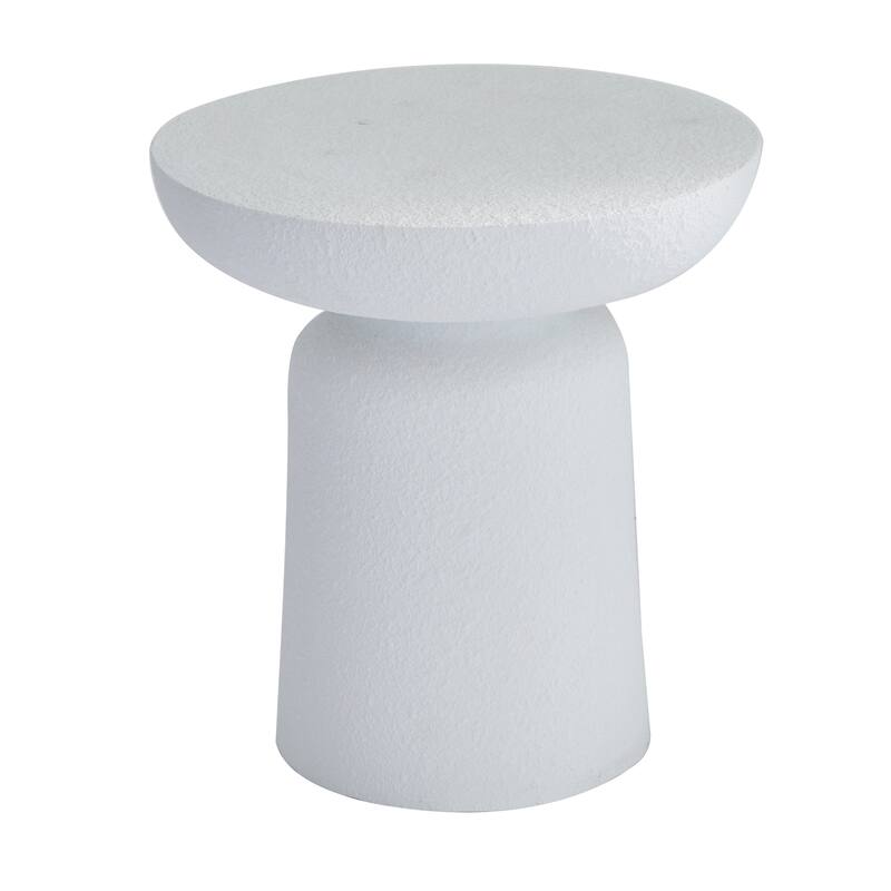 White or Black Magnesium Oxide Outdoor Accent Table with Wide Top