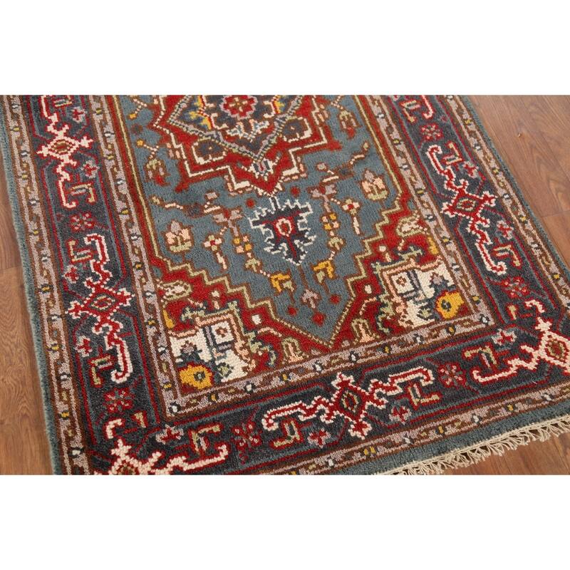 Geometric Heriz Serapi Rug Hand-Knotted Wool Carpet - 3'0"x 5'0"