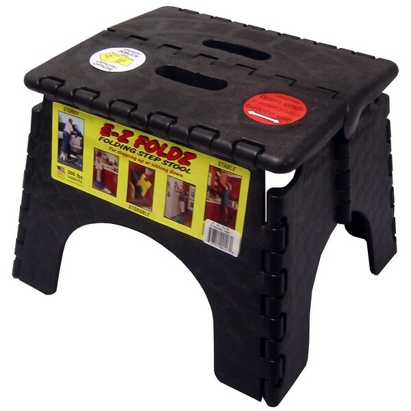 B & R Plastics 101-6BK E-Z Folding Step Stool, 9", Plastic