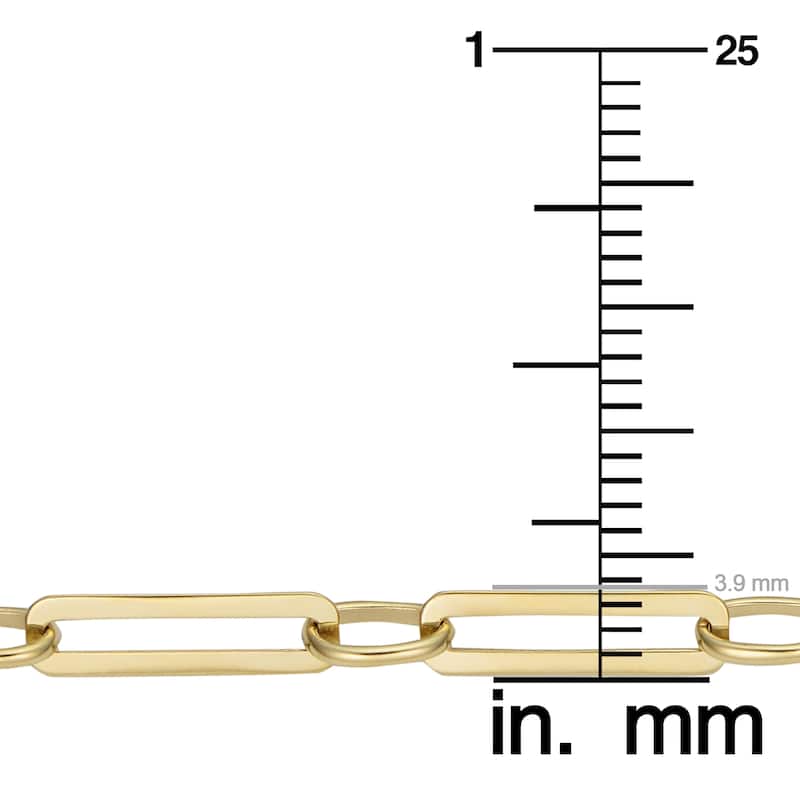 14k Yellow Gold 3.9 millimeter Polished Paperclip Chain Necklace
