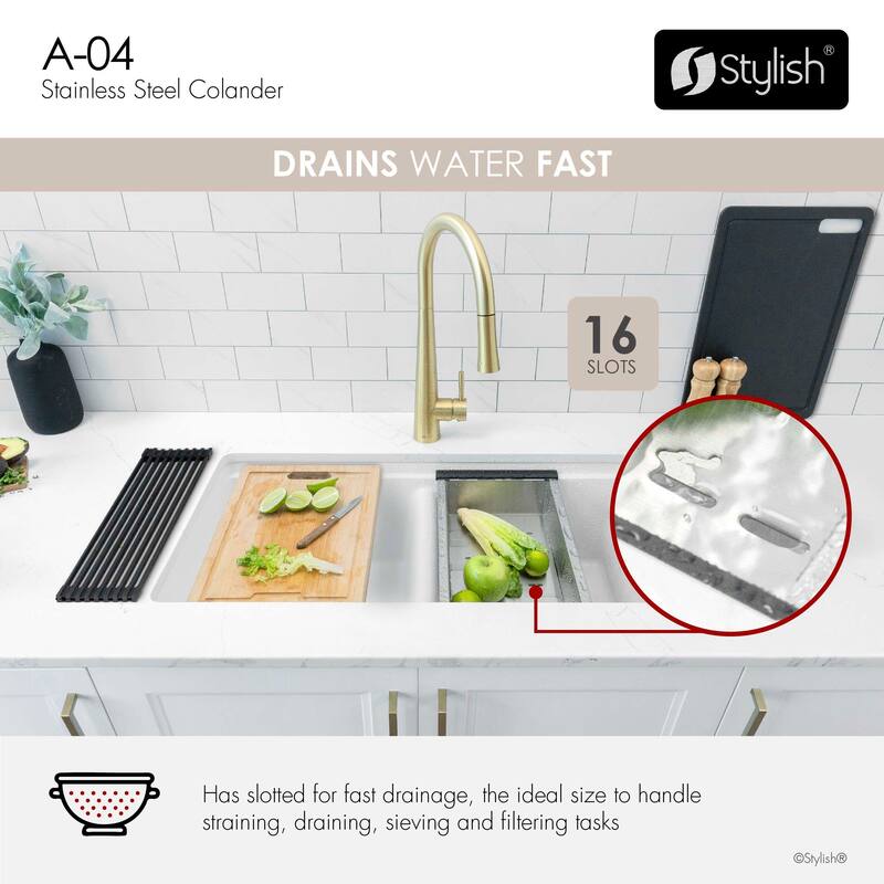 STYLISH 15 3/8 Stainless Steel Workstation Colander