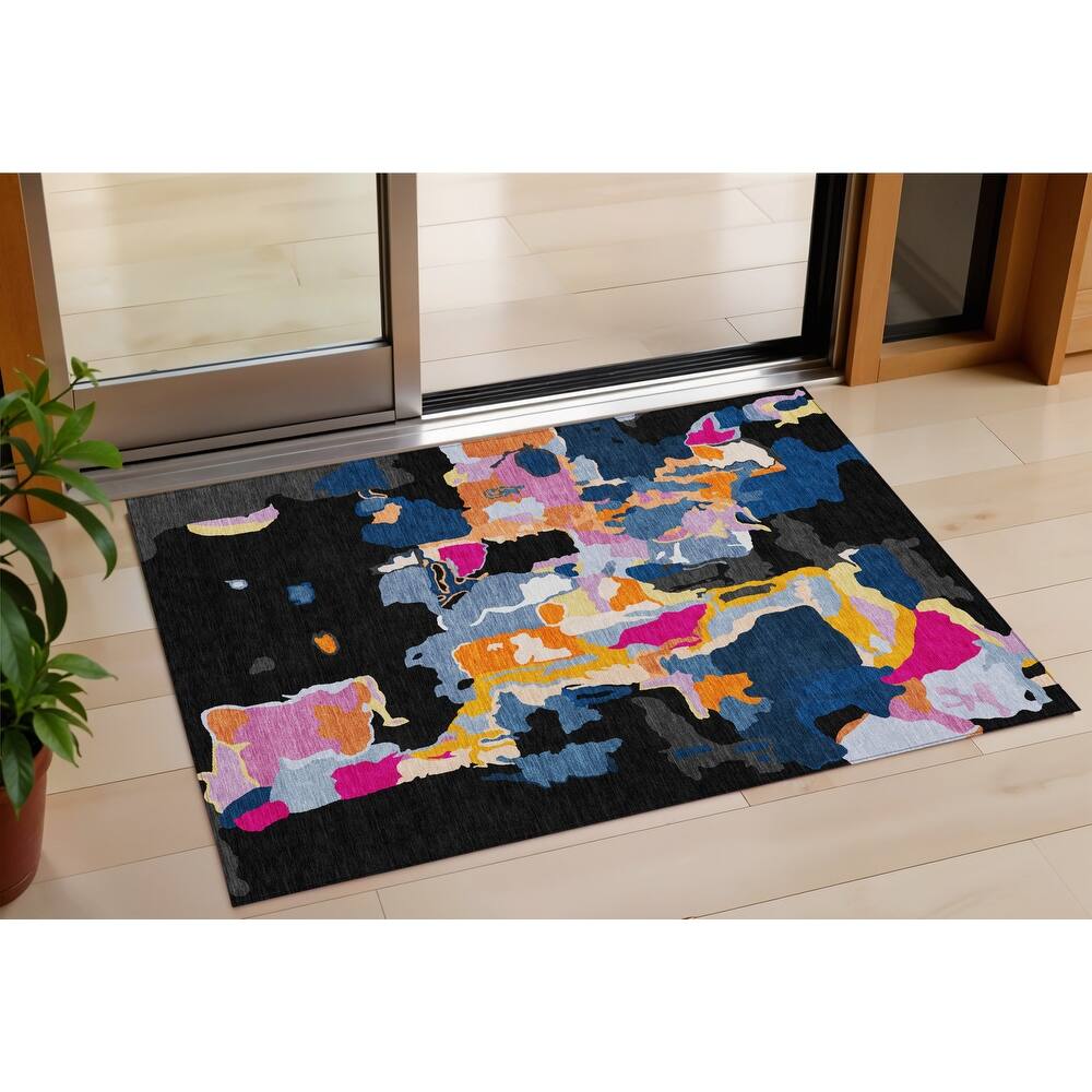 HomeRoots Abstract Transitional Rectangle Outdoor Rug