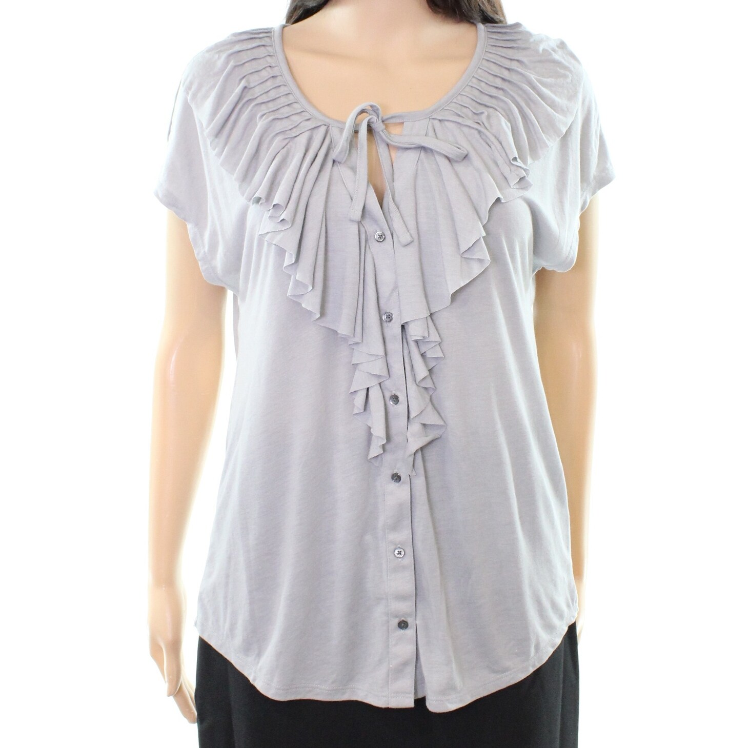 Shop C C California Women S Large Button Down Ruffle Top On Sale