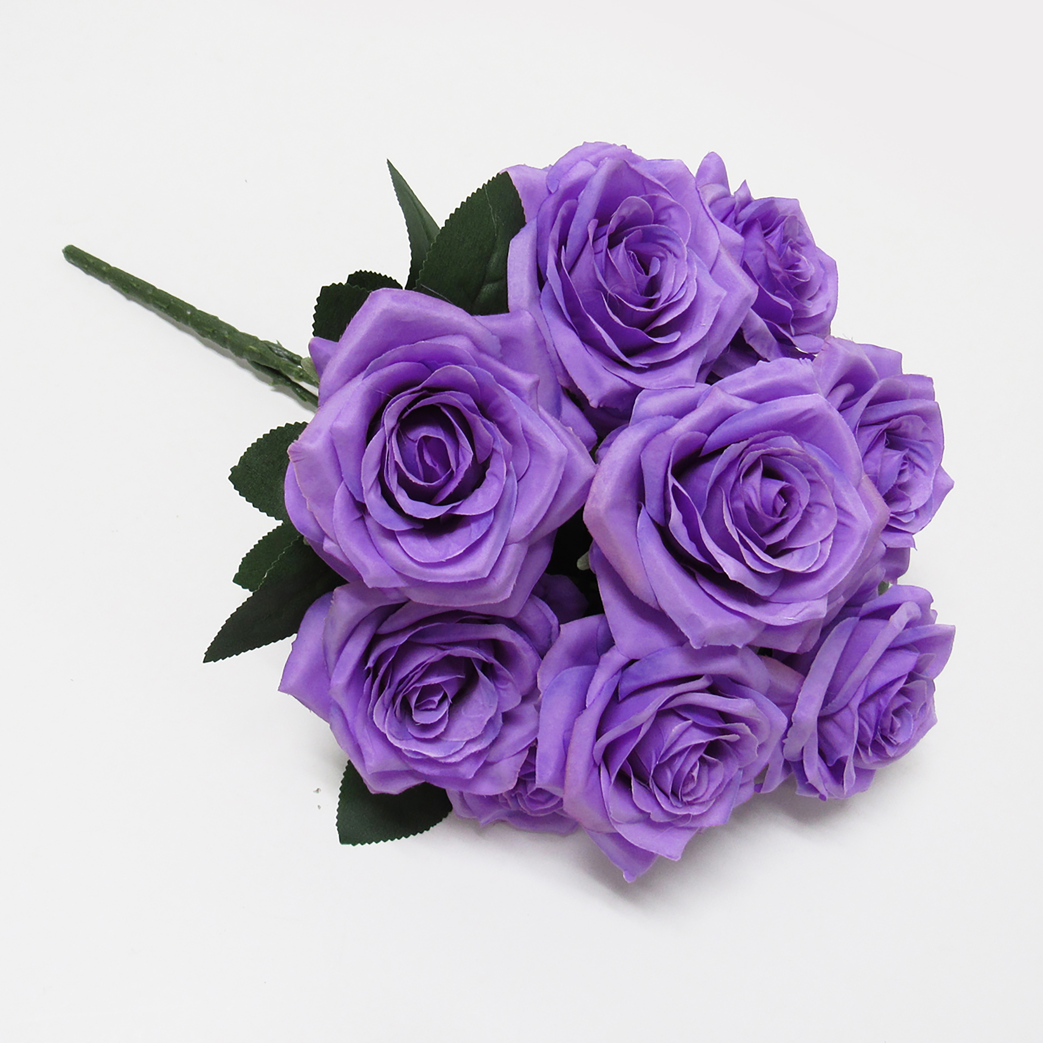Set of 2 Artificial Queen Rose Flower Stem Bush Bouquet 18in - On