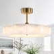 preview thumbnail 1 of 10, 29.6" Farmhouse White Silk Fabric 3-blade Fandelier Bladeless Ceiling Fan with Light and Remote