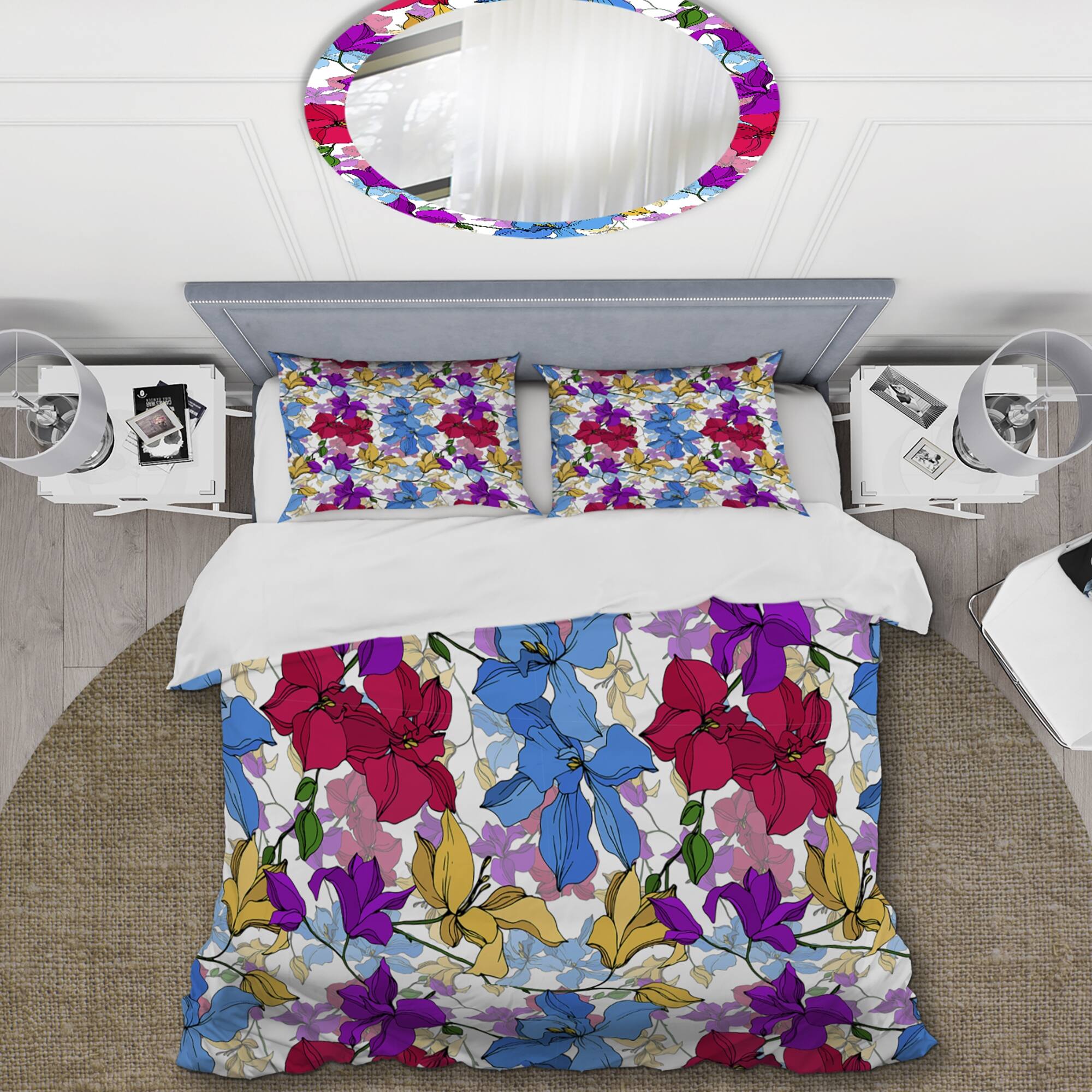 Designart 'Multicolor Botanical Flowers' Cabin & Lodge Duvet Cover Set