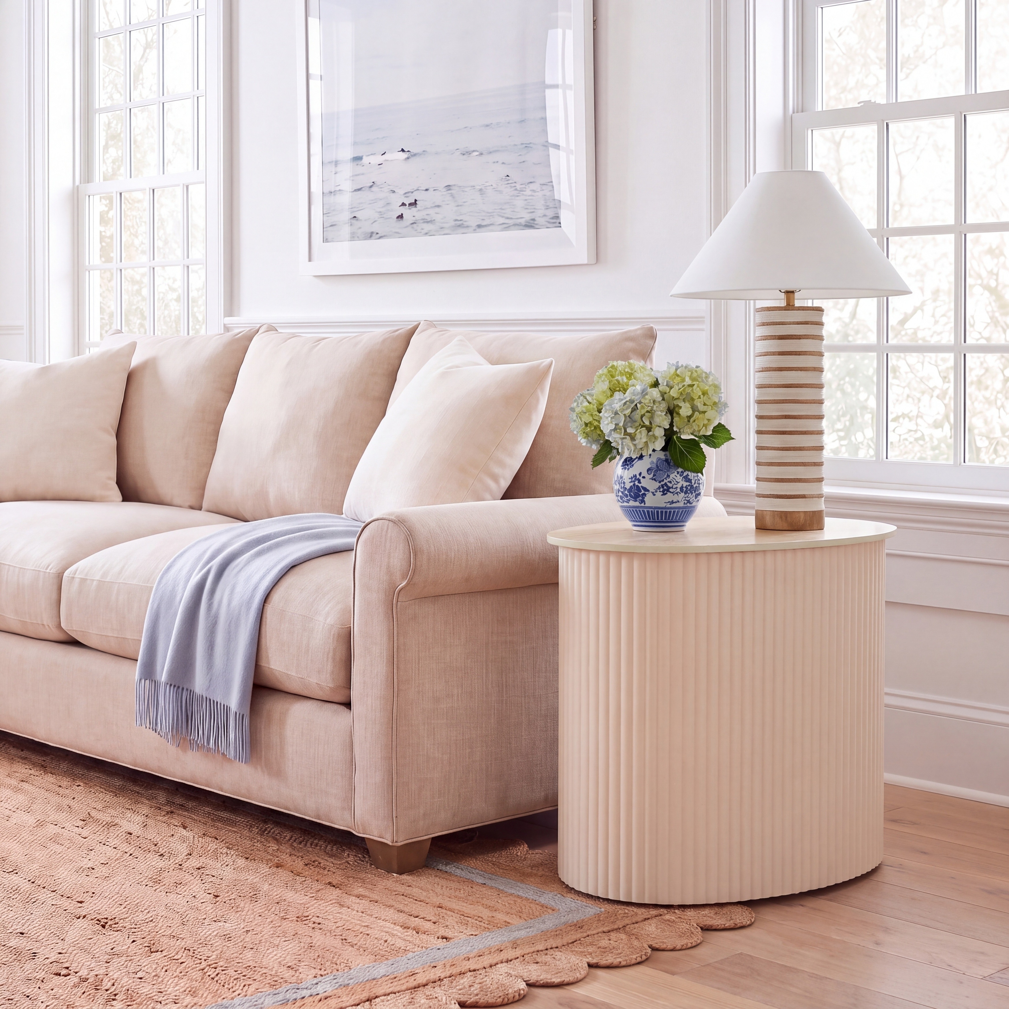 SAFAVIEH Mtp Glam Ceramic Side Table, Beige Ceramic, Fully Assembled - 23"W x 17"D x 18"H