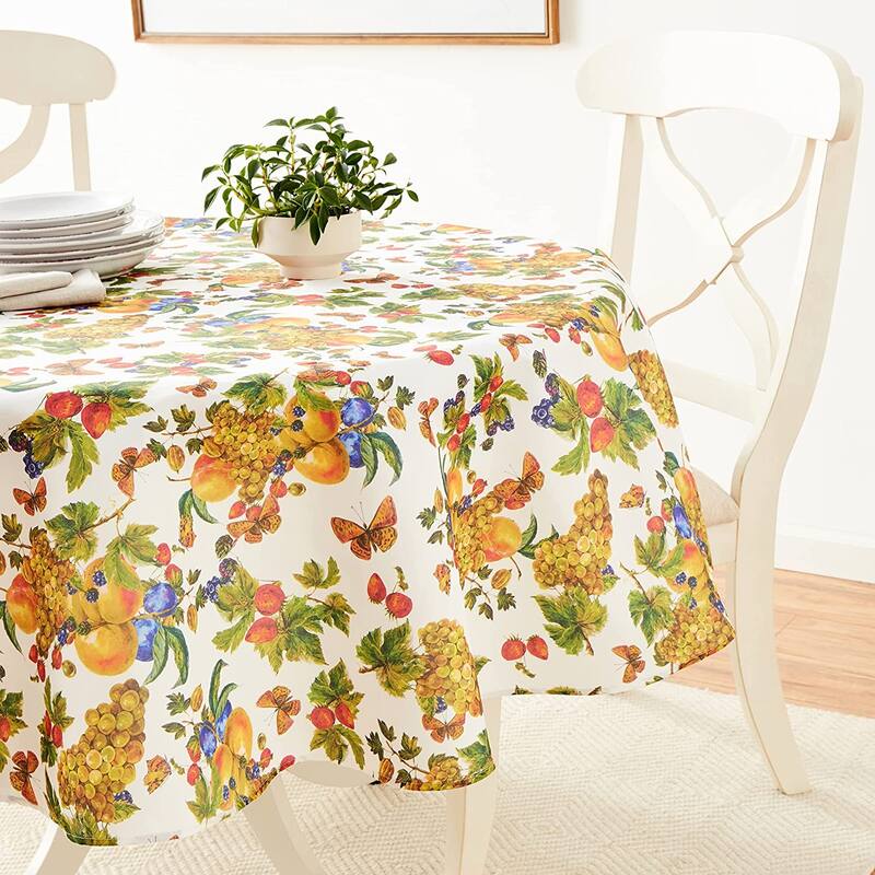 Violet Linen European Garden Fruits Pattern Tablecloth
