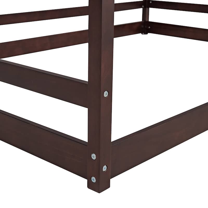 Twin/Full Size Wooden House Bed for Kids, Semi-Enclosed Playhouse Design with Roof, Perfect for Bedroom Fun and Sleep