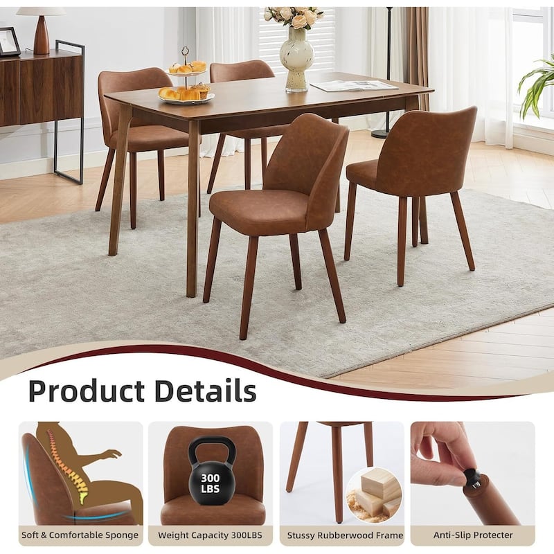 Set of 2 Upholstered PU Leather Dining Chairs for Dining Room Living Room Kitchen