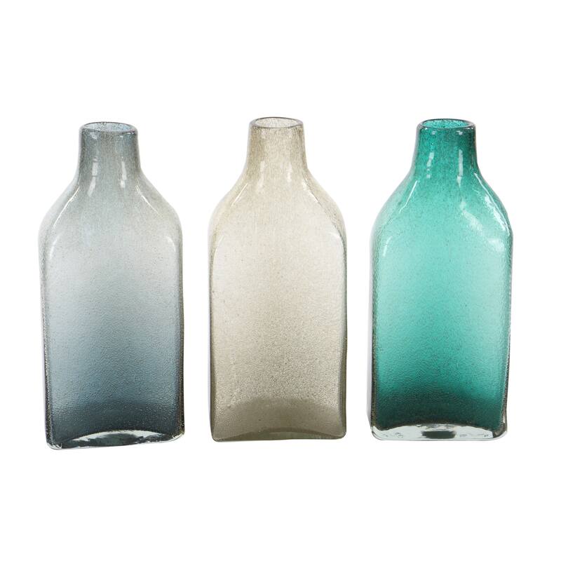 Glass Vase - Set of 3 Multi Colored - CosmoLiving by Cosmopolitan - 5"W x 7"L x 15"H