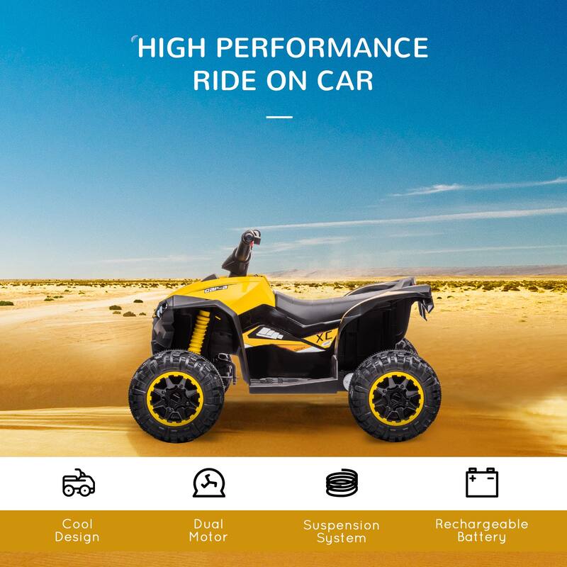 Ride on Beach Car with USB, Kids Electric Car with Wear-Resistant Wheels, Yellow Electric Vehicle Toy with Headlights