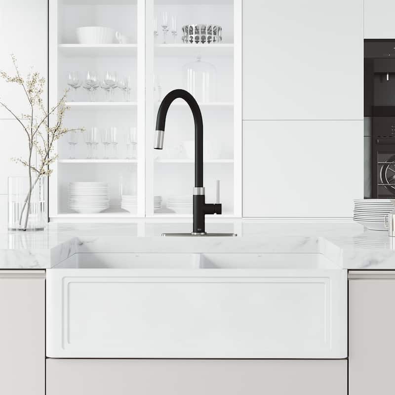 VIGO Bristol 19" H Single Handle Pull-Down Sprayer Kitchen Faucet