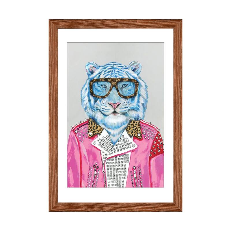 iCanvas "Gucci Blue Tiger" by Heather Perry - Walnut - 24x16x1