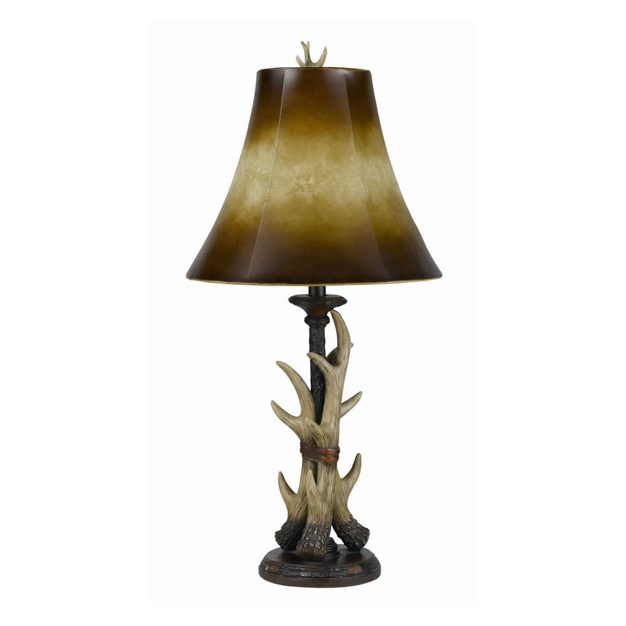 100 Watt Table Lamp with Buckhorn Design Body and Bell Shade