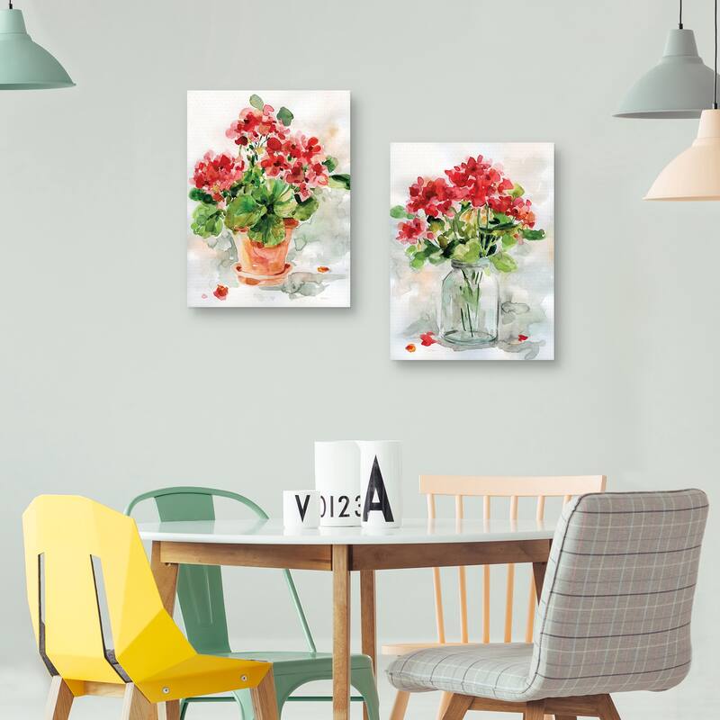 Summer Geranium I, Summer Geranium II by Carol Robinson Canvas Art Prints