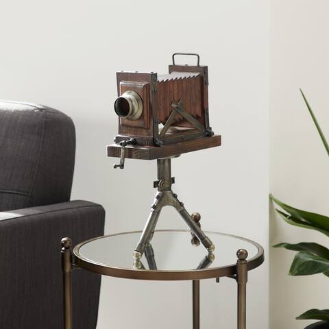Brown Fir Vintage Sculpture Camera 17 x 11 x 8 - 11 x 8 x 17 - 11 x 8 x 17