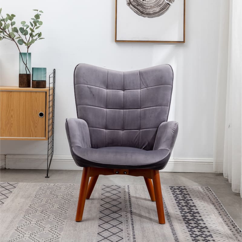 Carson Carrington Aasen Silky Velvet Tufted Accent Chair with Ottoman