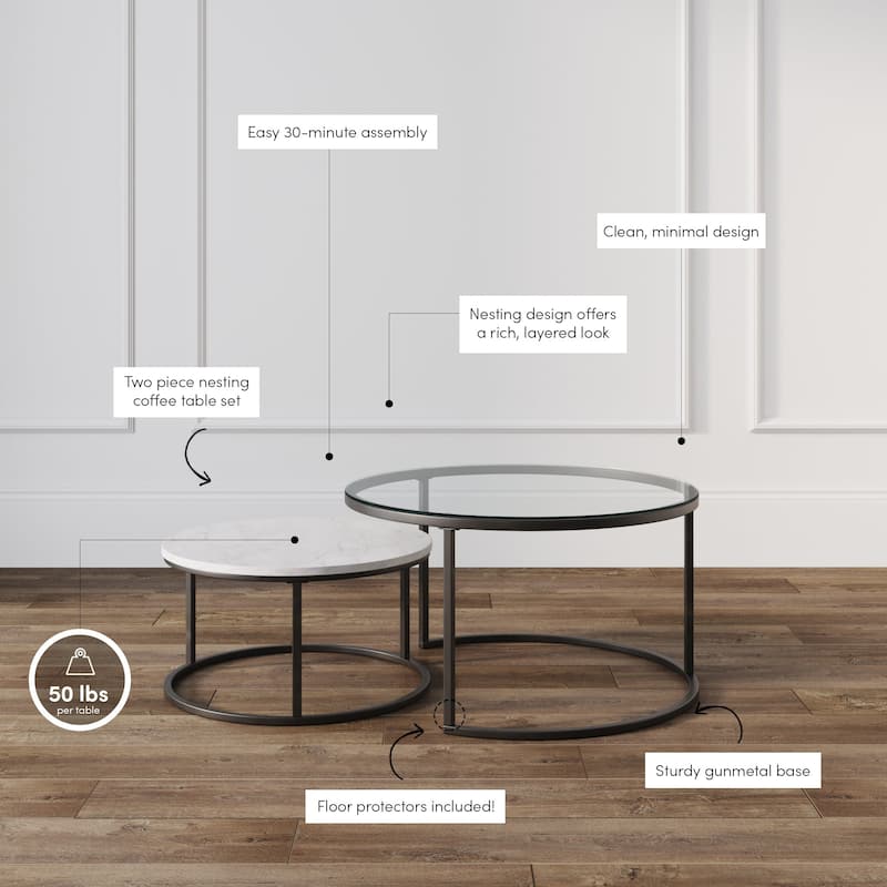 Nathan James Stella Round Nesting Coffee Table Set of 2