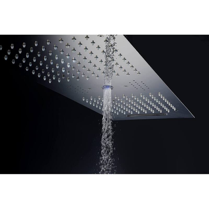 36 inch 64 inch LED light head 5 way thermostatic shower system chrome - 7'6" x 10'9"