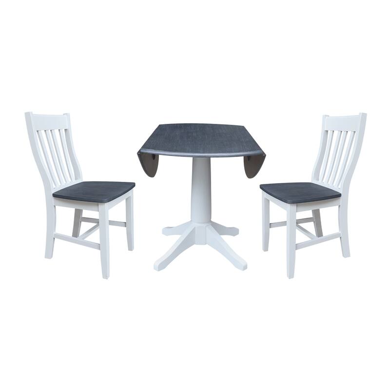42" Round Top Dual Drop Leaf Pedestal Table with Dining Chairs